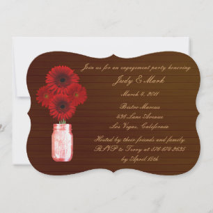Rustic Red Mason Jar Engagement Party einladen Einladung