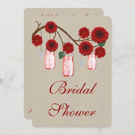 Rustic Red Mason Jars Bridal Dusche Einladung (Vorne/Hinten)