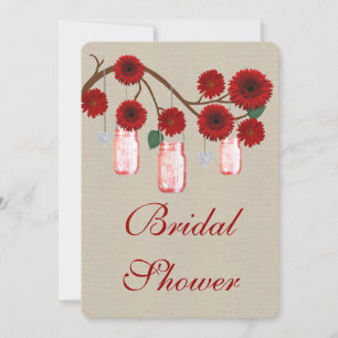 Rustic Red Mason Jars Bridal Dusche Einladung
