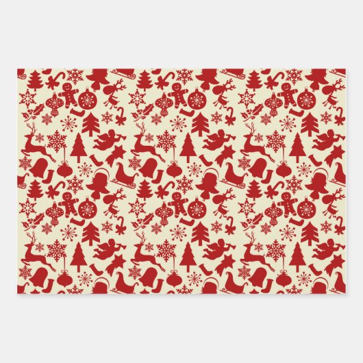 Rustic Red Muster Weihnachtswrapping Paper Geschenkpapier Set (Vorderseite 3)