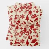 Rustic Red Muster Weihnachtswrapping Paper Geschenkpapier Set (Beispiel)