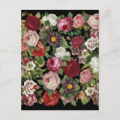 Rustic Red Pink Floral Greenery Black Detail Begleitkarte (Rückseite)