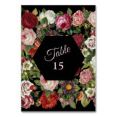 Rustic Red Pink Floral Greenery Black Party Tischnummer (Rückseite)