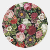 Rustic Red Pink Floral Greenery Black Runder Aufkleber (Vorderseite)
