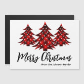 Rustic Red Plaid Blank Merry Christmas Trees Magnetkarte (Vorne/Hinten)