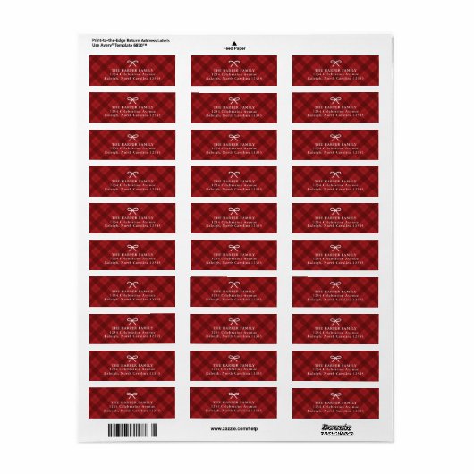 Rustic Red Plaid Christmas Return Address  (Vorne)