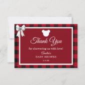 Rustic Red Plaid Merry Little Baby Shower Dankeskarte (Vorderseite)