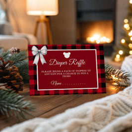 Rustic Red Plaid Merry Little Baby Shower Diaper R Begleitkarte