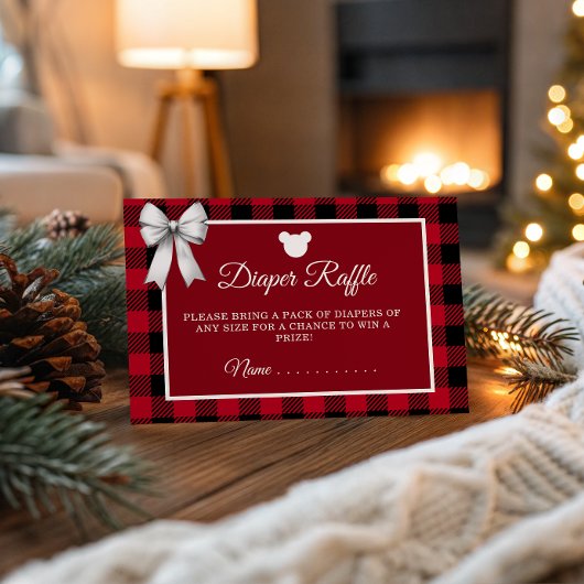 Rustic Red Plaid Merry Little Baby Shower Diaper R Begleitkarte