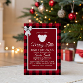 Rustic Red Plaid Merry Little Baby Shower Einladung