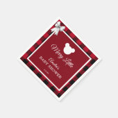 Rustic Red Plaid Merry Little Baby Shower Napkins Serviette (Ecke)