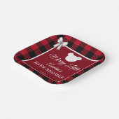 Rustic Red Plaid Merry Little Baby Shower Pappteller (Gewinkelt)