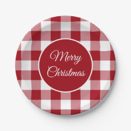 Rustic Red Plaid Muster Weihnachten Pappteller