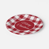 Rustic Red Plaid Muster Weihnachten Pappteller (Schrägansicht)