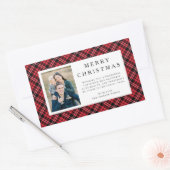 Rustic Red Plaid Photo Christmas Rechteckiger Aufkleber (Umschlag)