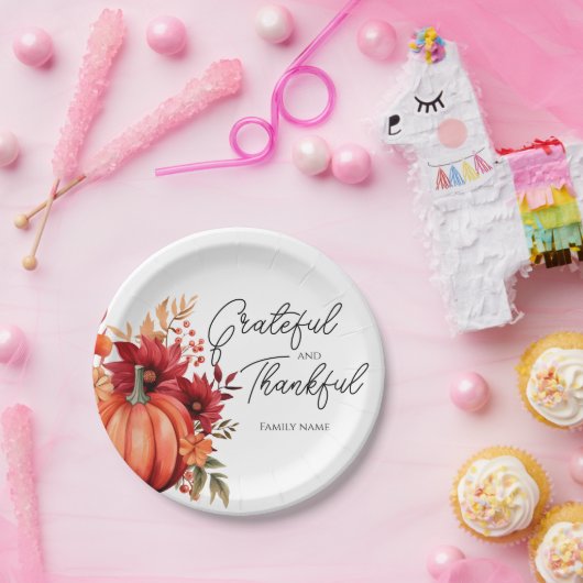 Rustic Red Pumpkin Erntedank Paper Teller (Party)