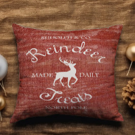 Rustic Red Rentier Leckerei Name Christmas Kissen