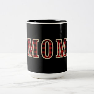 Rustic Red Schwarz Büffel Karo MOM Zweifarbige Tasse