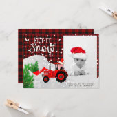 Rustic Red Tractor FOTO Christmas Buffalo Kariert Karte (Vorderseite/Rückseite Beispiel)