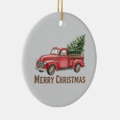 Rustic Red Truck Christmas Farmhouse Pine Tree Keramik Ornament (Rechts)