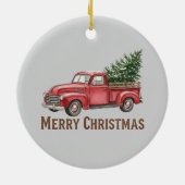 Rustic Red Truck Christmas Farmhouse Pine Tree Keramik Ornament (Hinten)