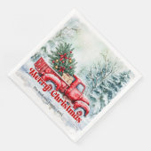 Rustic red truck Christmas scene festive napkins Serviette (Ecke)