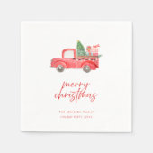 Rustic Red Truck Merry Christmas Holiday Party Serviette (Vorderseite)