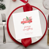 Rustic Red Truck Merry Christmas Holiday Party Serviette