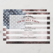 Rustic Red White Blue Glitzern USA Flag 4. Juli Einladung (Vorne/Hinten)