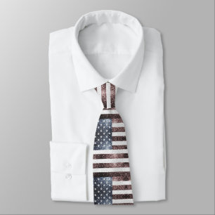 Rustic Red White Blue Glitzern USA Flagge Krawatte