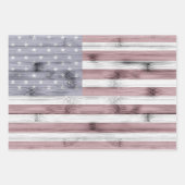 Rustic Red White Blue Wood USA Fahne Amerika Geschenkpapier Set (Vorderseite 2)