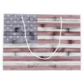 Rustic Red White Blue Wood USA Fahne Amerika Große Geschenktüte (Rückseite)