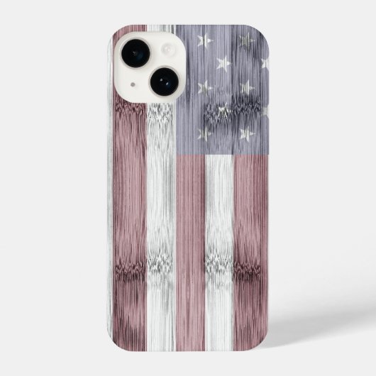Rustic Red White Blue Wood USA Fahne Amerika iPhone Hülle (Rückseite)