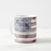 Rustic Red White Blue Wood USA Fahne Amerika Kaffeetasse (Vorderseite Links)