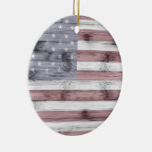 Rustic Red White Blue Wood USA Fahne Amerika Keramik Ornament (Rechts)
