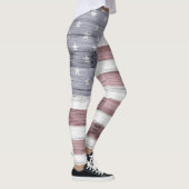 Rustic Red White Blue Wood USA Fahne Amerika Leggings (Rechts)