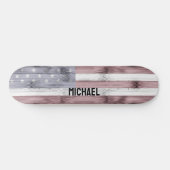 Rustic Red White Blue Wood USA Fahne Amerika Name Skateboard (Horizontal)