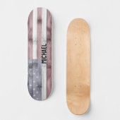 Rustic Red White Blue Wood USA Fahne Amerika Name Skateboard (Vorderseite)