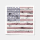 Rustic Red White Blue Wood USA Fahne Amerika Serviette (Vorderseite)