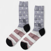 Rustic Red White Blue Wood USA Fahne Amerika Socken (Linkes Detail)