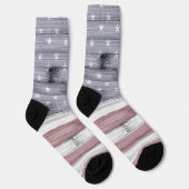 Rustic Red White Blue Wood USA Fahne Amerika Socken (Rechts)