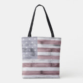 Rustic Red White Blue Wood USA Fahne Amerika Tasche (Rückseite)