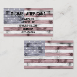 Rustic Red White Blue Wood USA Fahne Amerika Visitenkarte