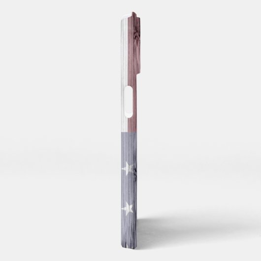 Rustic Red White Blue Wood USA Flag Monogram iPhone Hülle (Rechte Seite)