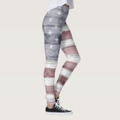 Rustic Red White Blue Wood USA Flag Monogram Leggings (Rechts)