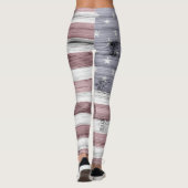 Rustic Red White Blue Wood USA Flag Monogram Leggings (Rückseite)