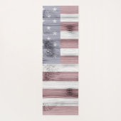 Rustic Red White Blue Wood USA Flag Monogram Yogamatte (Rückseite)