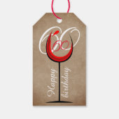Rustic Red Wine Glass Script 60. Geburtstag Geschenkanhänger (Rückseite)