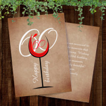 Rustic Red Wine Glass Script 60. Geburtstag