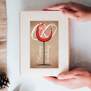 Rustic Red Wine Glass Script 60. Geburtstag Rechteckiger Aufkleber